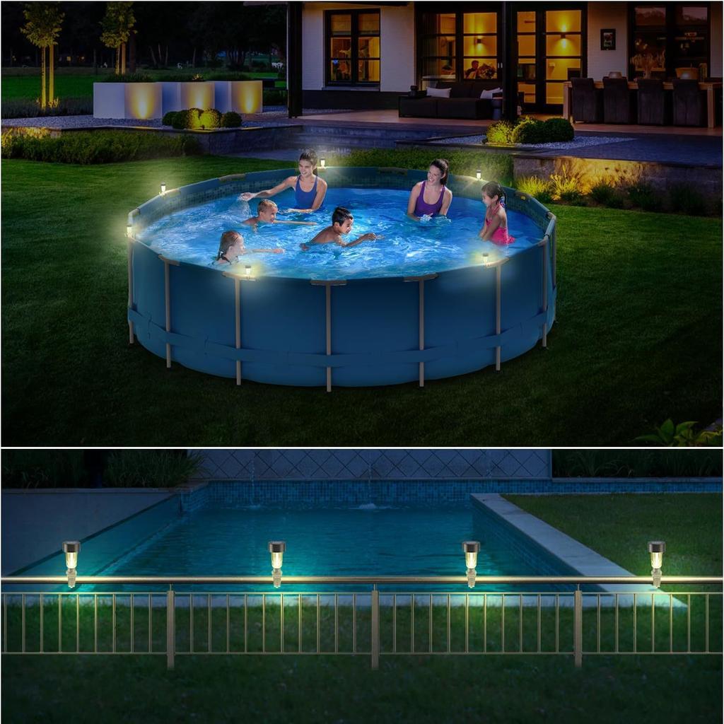 6pcs Solar LED Pool Lights Suitable For Ground Pool Fence Decoration LED Waterproof Pool Accessories Night Lights