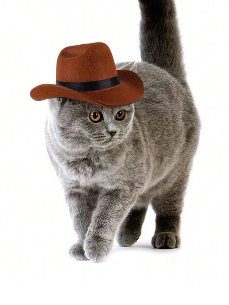 1pc M/L Cat Gentleman Hat, Cowboy Pet Hat For Dog And Cat Cosplay Cap - Perfect For Holiday Costume Parties And Photo Shoots