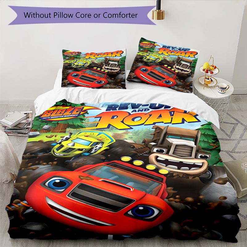 3pcs Blaze and the Monster Machines (3) Design Cover Set - HD Printed Bedding with 1 Cover and 2 Pillowcases - Perfect for Home and Dorm Decor