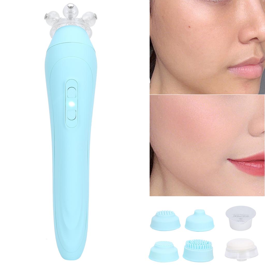 Перезаряжаемая электрическая щетка для очищения лица, силиконовый очиститель пор лица (синий)