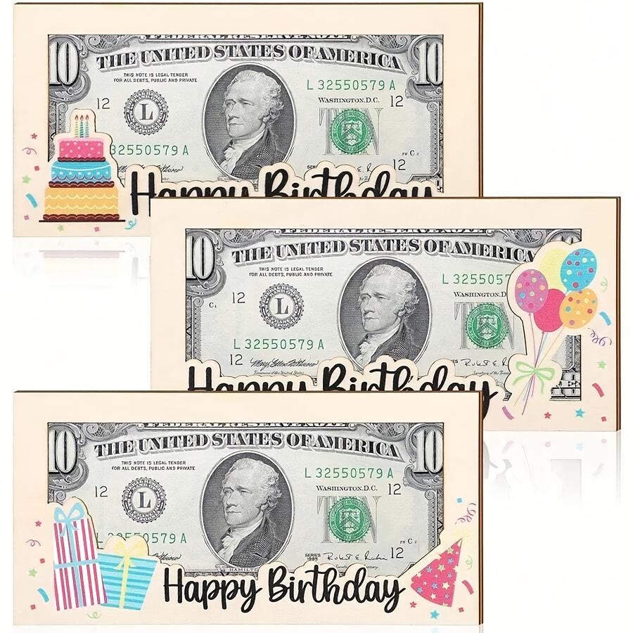 1pc Wooden Cash Gift Wallets Birthdays Party Decoration DIY Cash Envelopes Greeting Cards for Birthday Handmade Wallet Gifts Box