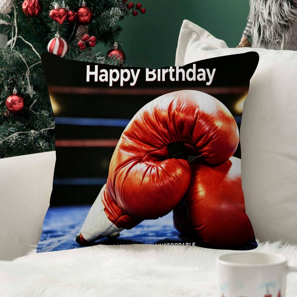 Boxing Theme Birthday Cushion Cover Inches Farmhouse Decor Home Throw Pillow Covers For Couch Decorations