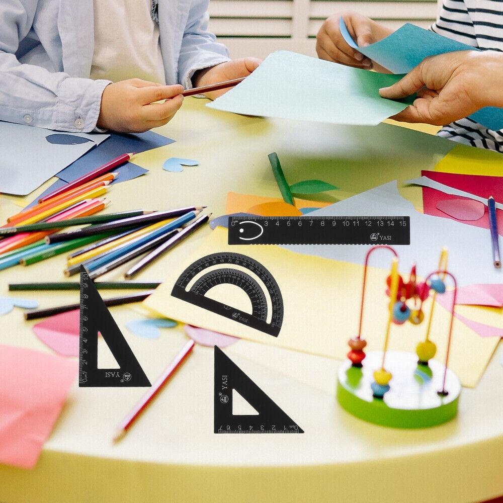 4 шт./компл. принадлежности для студентов, инструменты для рисования, транспортир из алюминиевого сплава, прочный инструмент для математической геометрии, детский инструмент