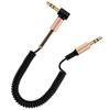 1,8-метровый пружинный аудиокабель AUX 3,5 мм для автомобиля, наушников, динамиков и микрофонов