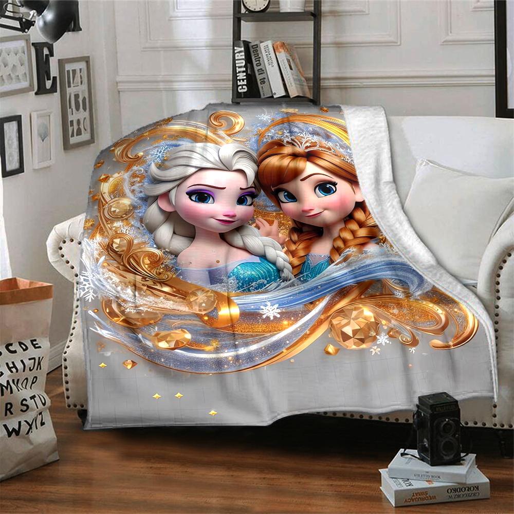 1Pc Elsa'S Winter Fantasy Blanket For Couch Bed Plush Cozy Fuzzy Blanket Super Soft Warm Blankets For Fall And Winter 091865