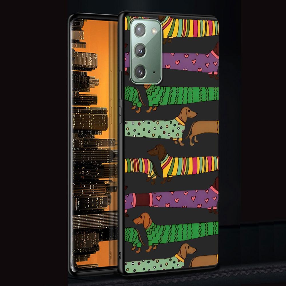 Dachshund Silhouette Dog Case for Samsung Galaxy Note 20 Ultra 8 10 Lite 9 TPU Phone Cover Note 10 Plus Black Soft Shell Funda