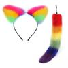 Cat Ears Headband and Faux Tail Keychain Elegant Cosplay Accessories Stylish Pendant for Handbag Backpack Decoration