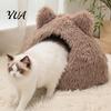 Soft Plush Pet Cave Cat Bed, Warm Enclosed Hideaway, Fluffy Cozy Sack Tent Burrow Bed for Indoor Cats Small Dogs Corner Animals