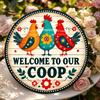 pc D Flat Printed Aluminum Art Sign Retro Decoration with Colorful Rooster And Floral Pattern Welcome to Our Chicken Coop
