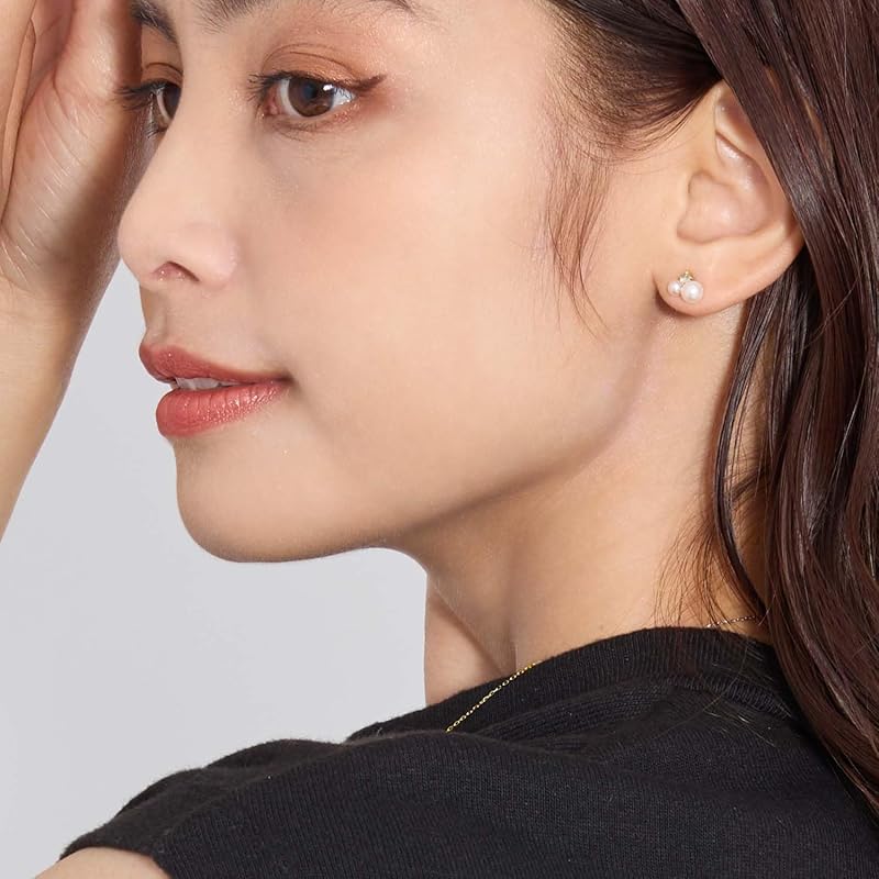 [Lara Christie] earrings ladies akoya pearls 3~5.5mm Total 4 beads diamond 0.18ct K18 18k gold gold le56-0032-yg