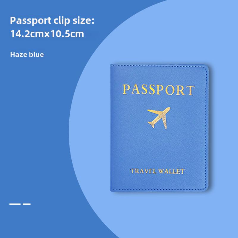 "PU Leather Luggage Tag & Passport Cover Set with Cross-Border Airplane Design"