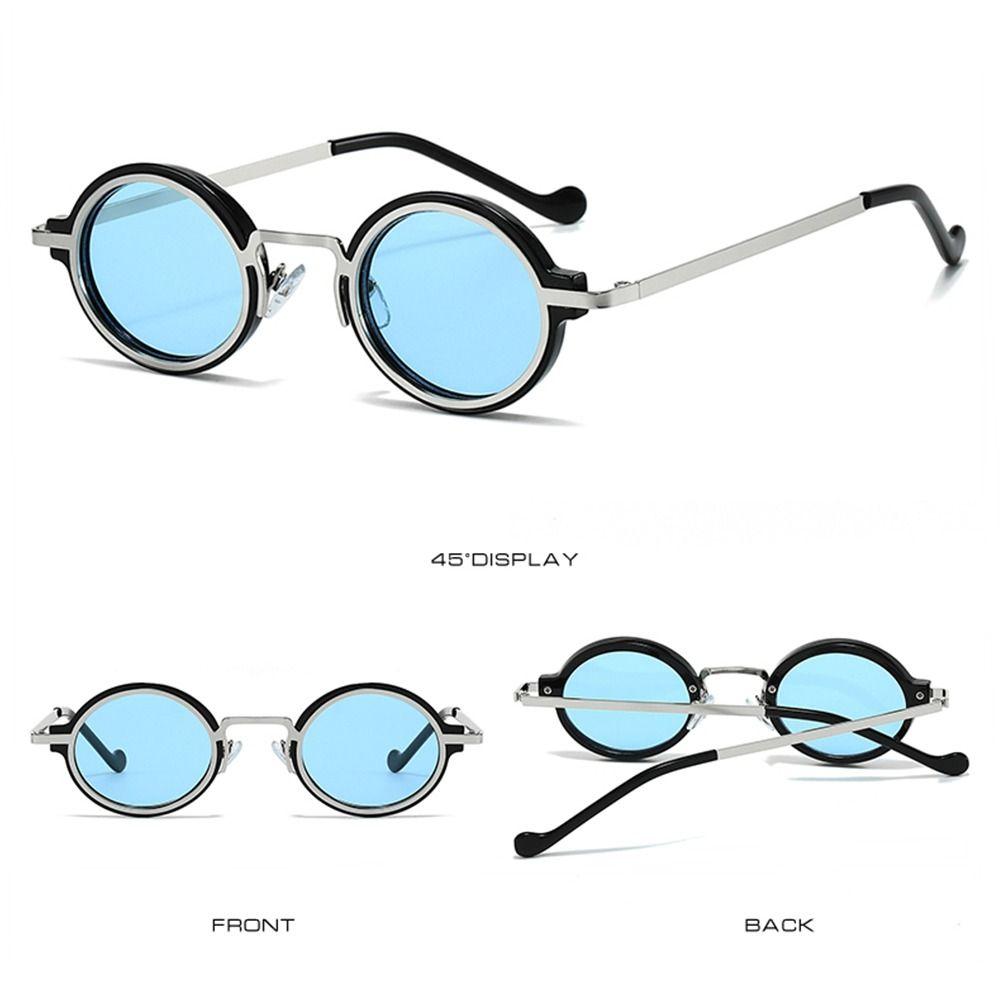 Солнцезащитные очки в стиле панк с металлической оправой Y2K для вождения, модные маленькие круглые солнцезащитные очки для женщин и мужчин
