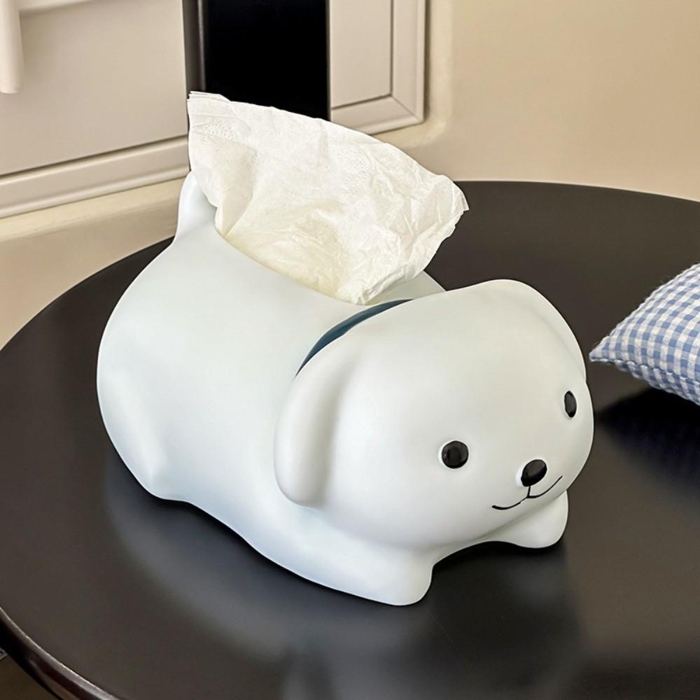 Anti Drop Little Dog Tissue Storage Box Figure Model Little White Dog Model Toy  Birthday Gift