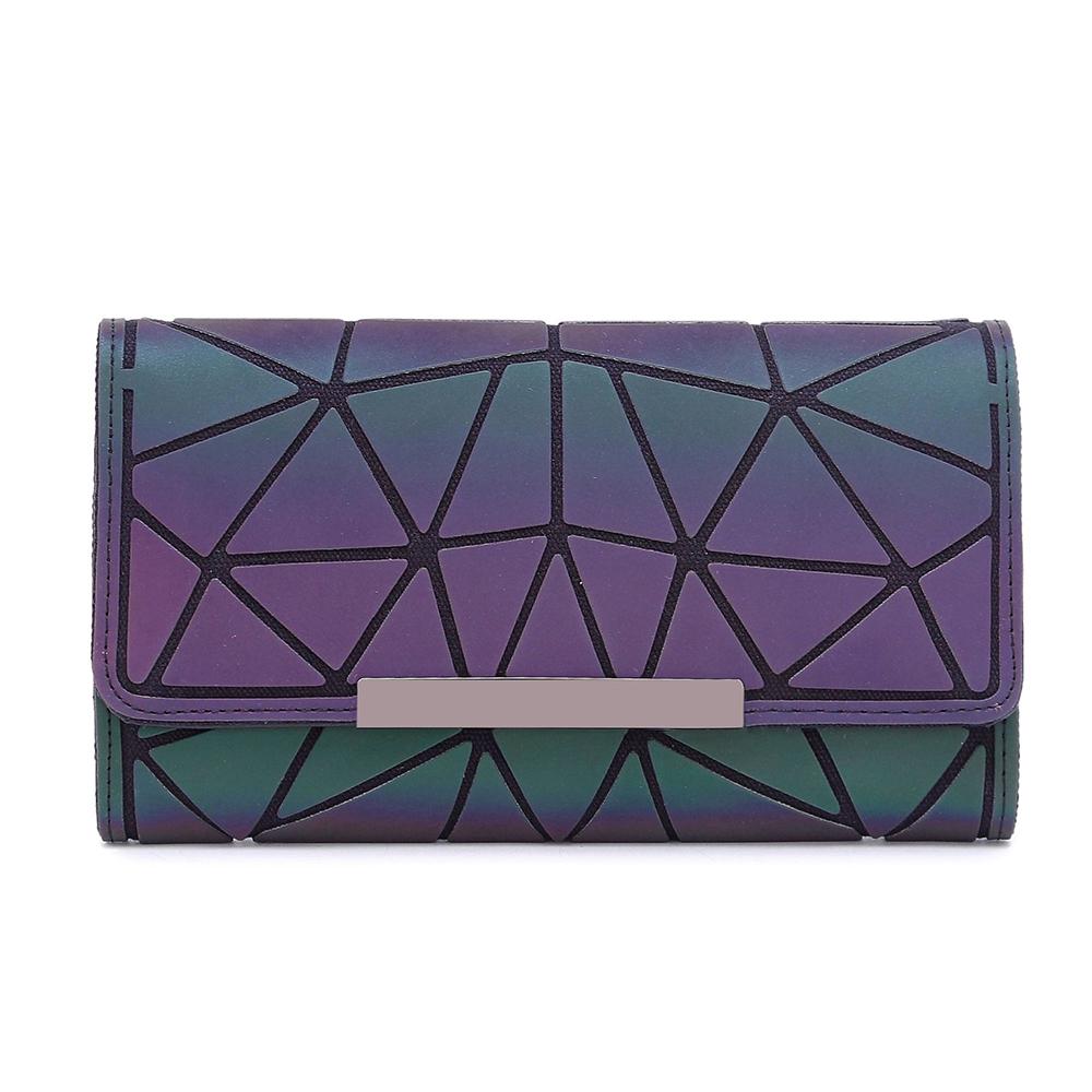 Women Wallet Clutch Female Long Noctilucent Purse Geometric Zipper Glowing Phone Wallet Ladies Fashion Luminous Clutch