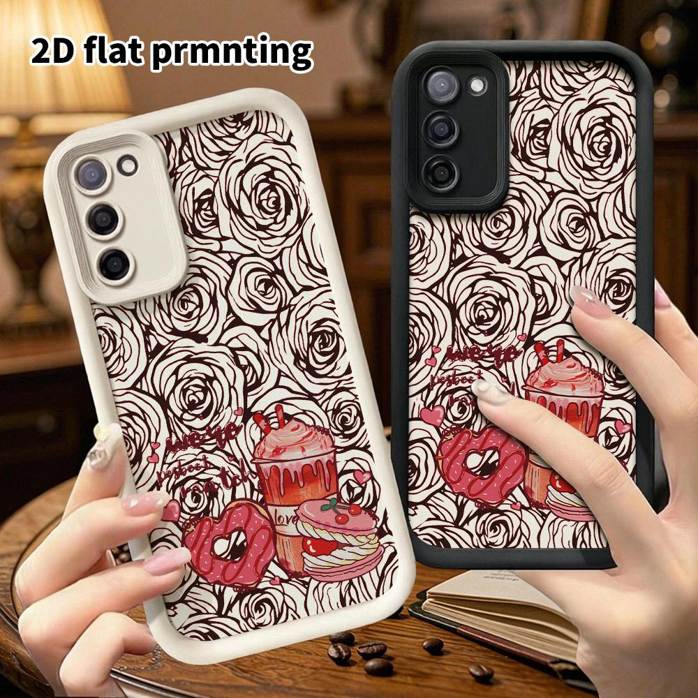 Phone Case: 2D Flat Samsung Galaxy A34 A35 M05 M06 S20 S22 S21 FE Plus 5G Protective Case, Sweet Cool Girl Food Design, Christmas and Halloween Gifts