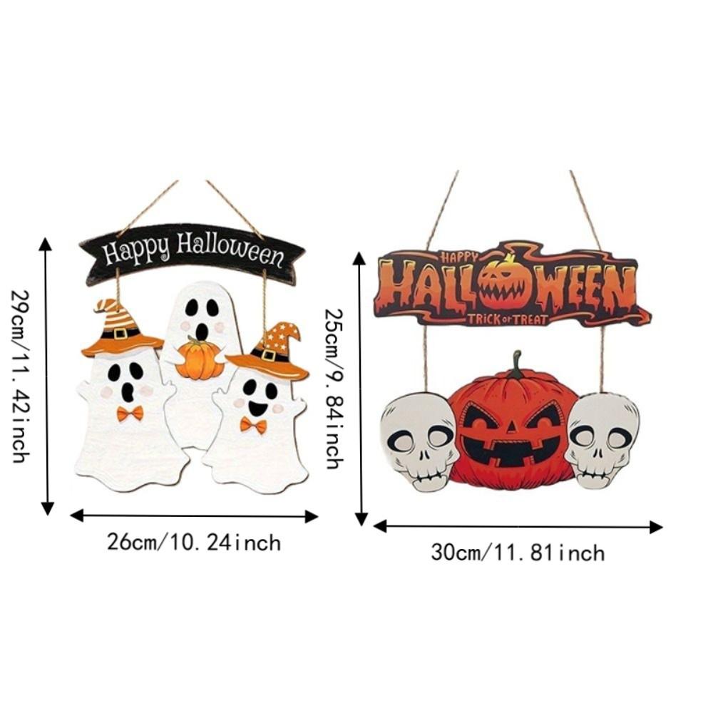 Cartoon Halloween Ghost Door Sign Wooden Door Hanging Haunted House Hanging Door Plate Farmhouse