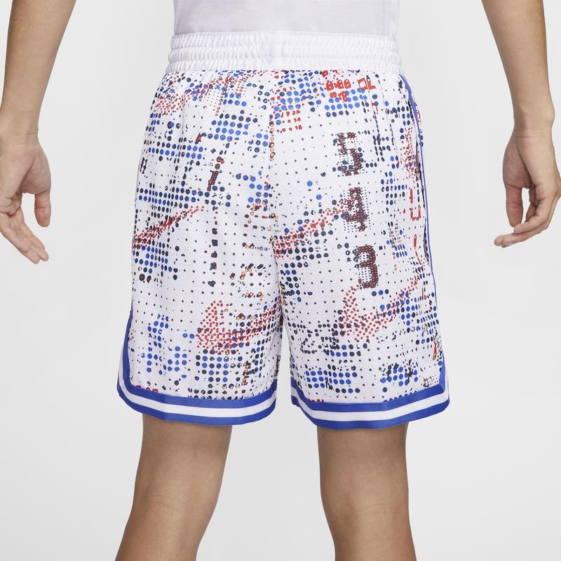 Nike Шорты мужские спортивные быстросохнущие Dri-Fit DNA с принтом по всей поверхности и кулиской, средней посадки, белые FZ0686100