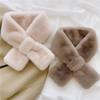 Thick Plush Scarf Solid Color Cross Neck Scarf New Warm Scarf  Women Girl