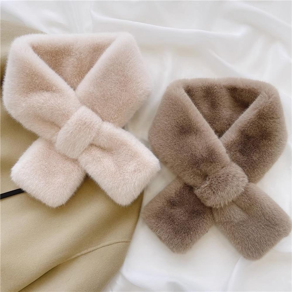 Windproof Plush Scarf Thick Neck Shawl Fashion Cross Neck Scarf Gift