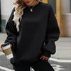 Женский свитшот, свободный круглый вырез, однотонный, с длинными рукавами, мягкий дышащий пуловер, эластичные манжеты, осень-зима, женский топ, блузка
