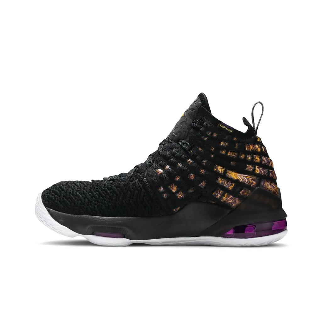 Nike LeBron 17 BG 'Lakers' (Unisex) Black / White / Eggplant / Amarillo Kids' Basketball Shoes BQ5594 004