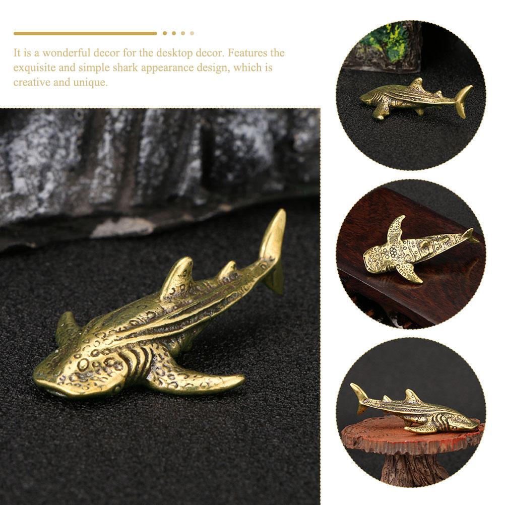 Декор латунный акула орнамент винтажный стиль модель чай питомец изысканный золотой маленький настольный офис