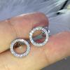 Cao Shi Korean Style Zircon Circle Stud Earrings - Elegant, Fashionable, Full Diamond Design