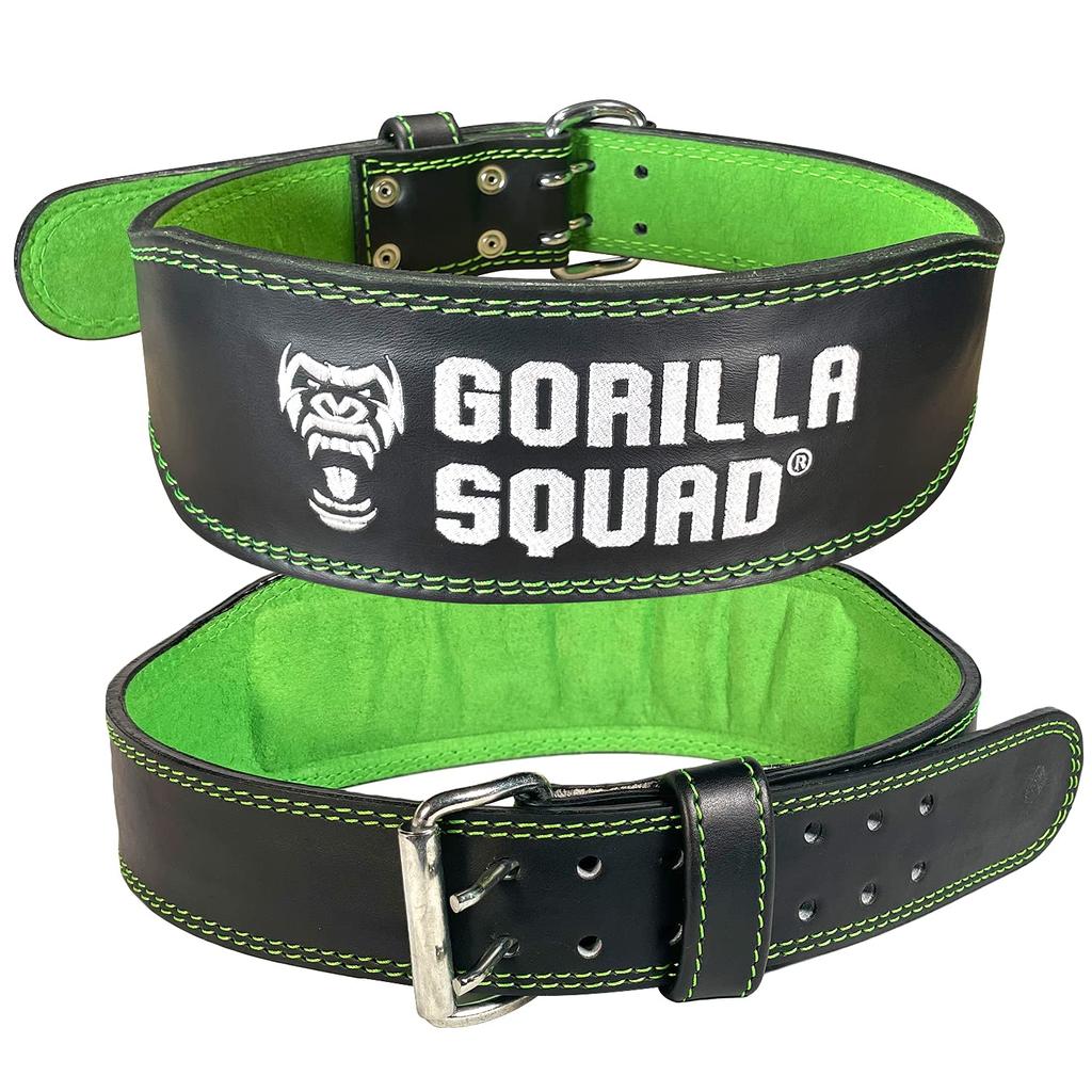 GORILLA SQUAD Inner Color Training Strength Training Power Belt Belt, Leather, (S, Green)
