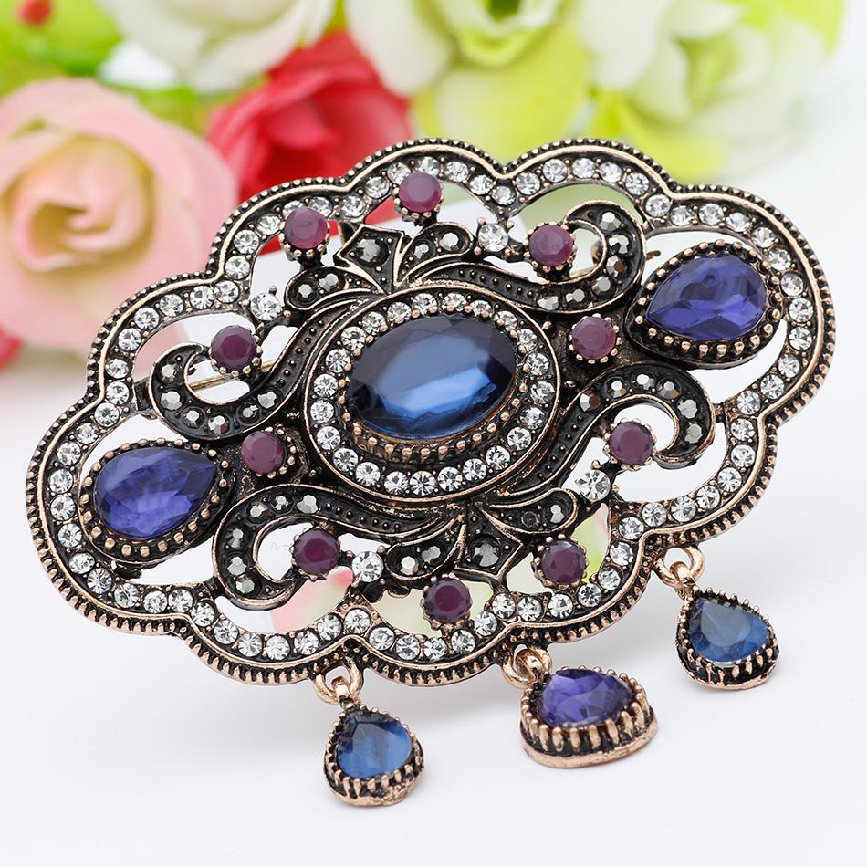 Elegant Round Floral Brooch for Ladies Ethnic Coffee Corsage Brides Wedding Jewelry Bohemian Brooch