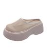 Black Non-slip Platform Female Mesh Breathable Half-toe Baotou Slippers Casual Versatile Beach Shoes Slides Women Sandalias 2024