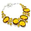 Lab Created Citrine Necklace 18" Adjustable Chain Gemstone Silver Tone Jewelry