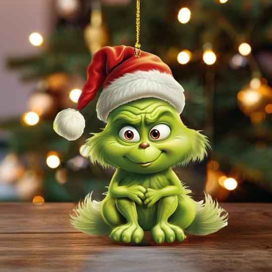 10 шт. Рождественские елочные украшения акриловые милые зеленые эльфы кукольные подвески праздничные подвесные украшения для окна автомобиля стены