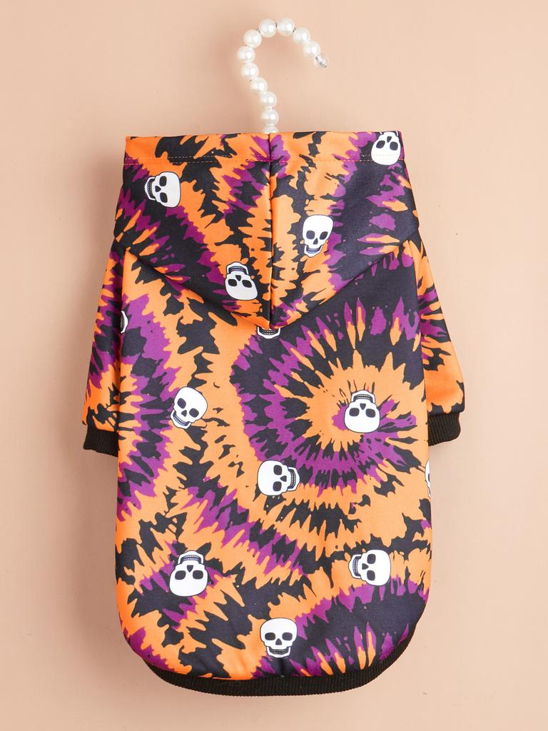 Halloween Pet Streetwear Printed Skull Dog Hoodie and Cat Hooded Shirt Party Costume for Puppy and Kitten