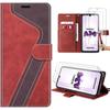 Case for Samsung Galaxy A34 5G - Red - Leather-effect Cover - 2 9H Tempered Glasses - Built-in Stand