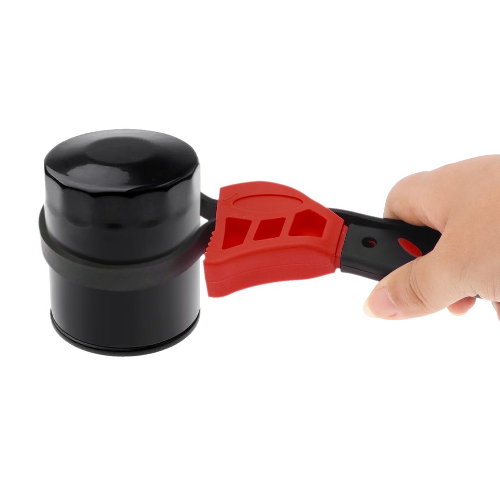 2PCS Adjustable Rubber Strap Wrench Fit for Oil Filter Element, Pipeline, Can Opener, 8 Inch and 6 Inch Handle Lengths Rubber Strap Wrench