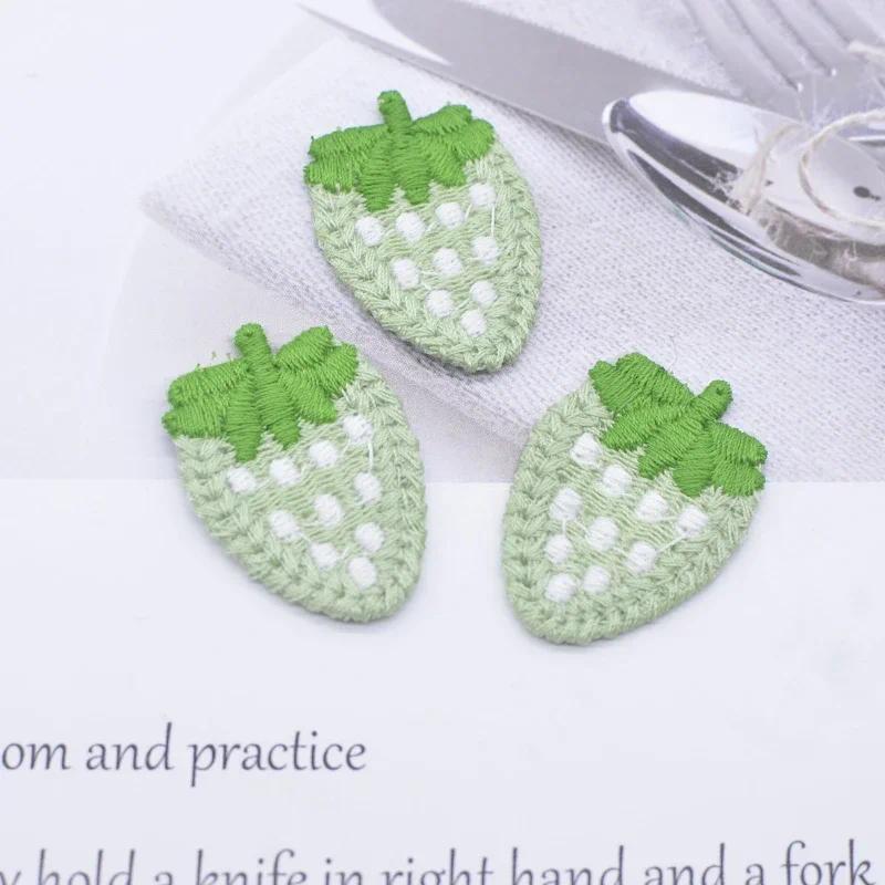 20Pcs 25*35mm Sweet Strawberry Fruit Applique for DIY Clothes Hat Shoes Sewing Patches Headwear Hair Clips Decor Accessories