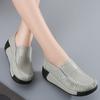 Ladies Platform Loafers Casual Elegant Black Summer Hollow Leather Women Grey Thick Sole Shake Shoe Plus Size