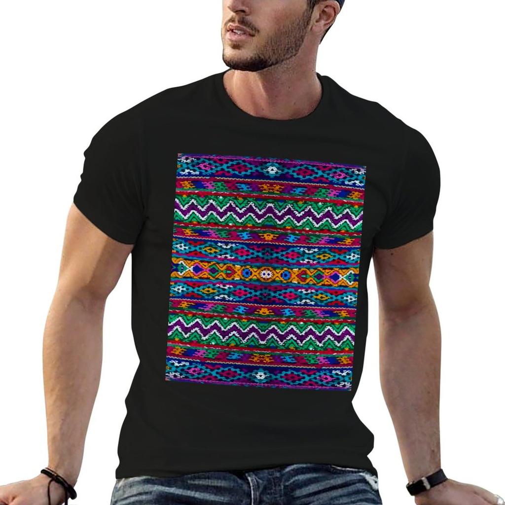 Colorful rebozo embroidery maximalist decor multicolor stripes vibrant boho chic decor TShirt