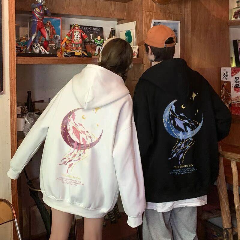 Women Hoodies Moon Letter Printed Sweatshirt Lovers Couples Hoodie Hooded Sweatshirt Matching Casual Pullovers Tracksuits