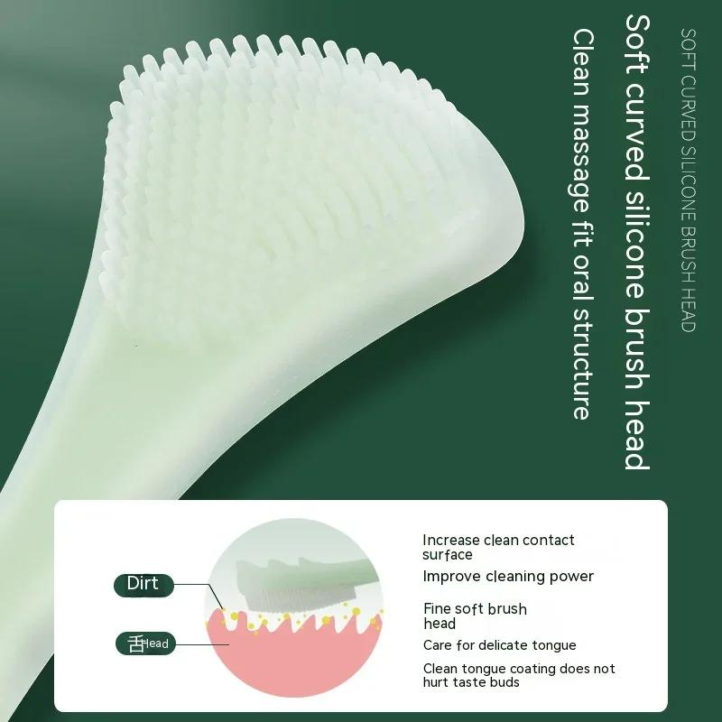 Fawnmum Double-Sided Tongue Cleaner Brush For Adults Fresh Breath Scraper Silicone Oral Care Tool