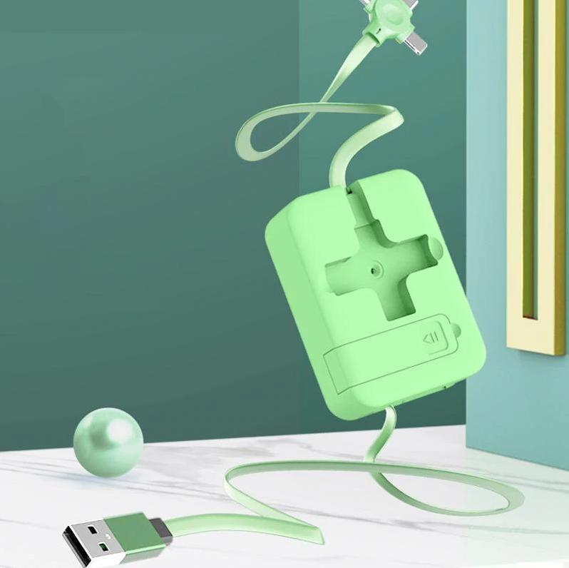 Рулон зарядного кабеля 3 в 1 Macaron Телескопический кронштейн для хранения Зарядный кабель MICRO Lightning TYPE-C