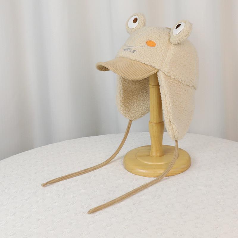 Adorable Frog Kids Hat With Short Brim And Wool Material For Fall And Winter