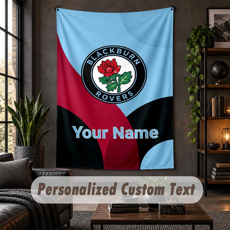 Personalized Wall Tapestry,Blackburn Rovers Football Custom Text, Soft Fabric Wall Art For Indoor Decoration