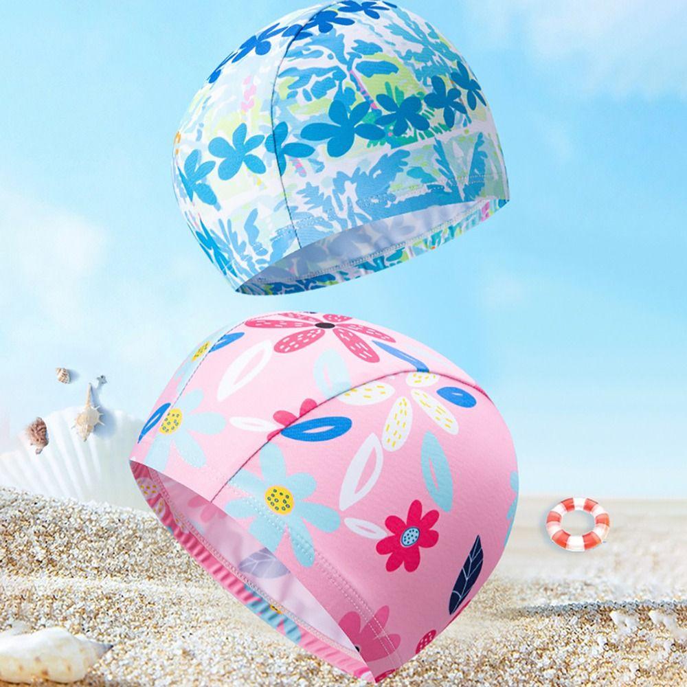 High Elasticity Swimming Hat Cartoon Print Kids Swim Cap Comfortable Swim Cap Girls