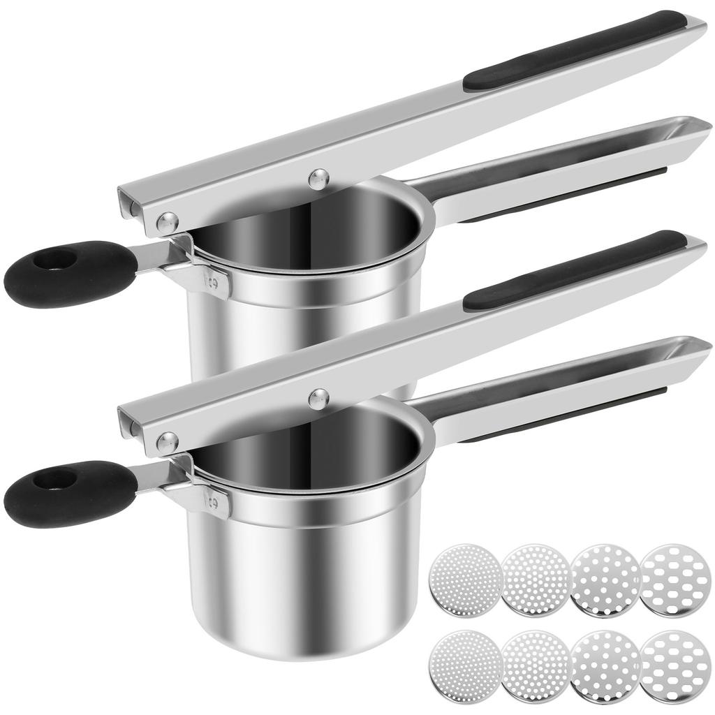 Ручная картофелемялка из нержавеющей стали для пюре с 4 дисками, нескользящая ручка, пресс для картофеля, кухонные гаджеты для готовки