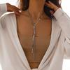 Крутое минималистичное медное ожерелье-цепочка в виде змеи для женщин, модное плетеное ожерелье с кристаллами и длинной кисточкой на ключицы, ожерелья, ювелирные изделия