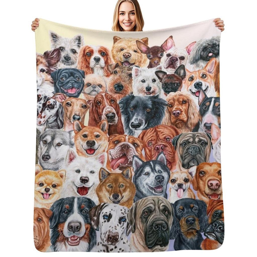 Beautiful Collage of Dogs so many painted beautiful faces dogs are the best Throw Blanket Machine Washable Soft Warm Blanket