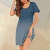 Womens Summer Dresses Short Sleeve Linen Casual T-Shirt Dresses Swing Beach Midi Dress Sundresses With Pockets