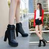 Women's High Heels Fall Chunky Roman-style Belt Buckle Short Boots Fashion Platform Ankle Boots Black Red Ladies Autumn Booties