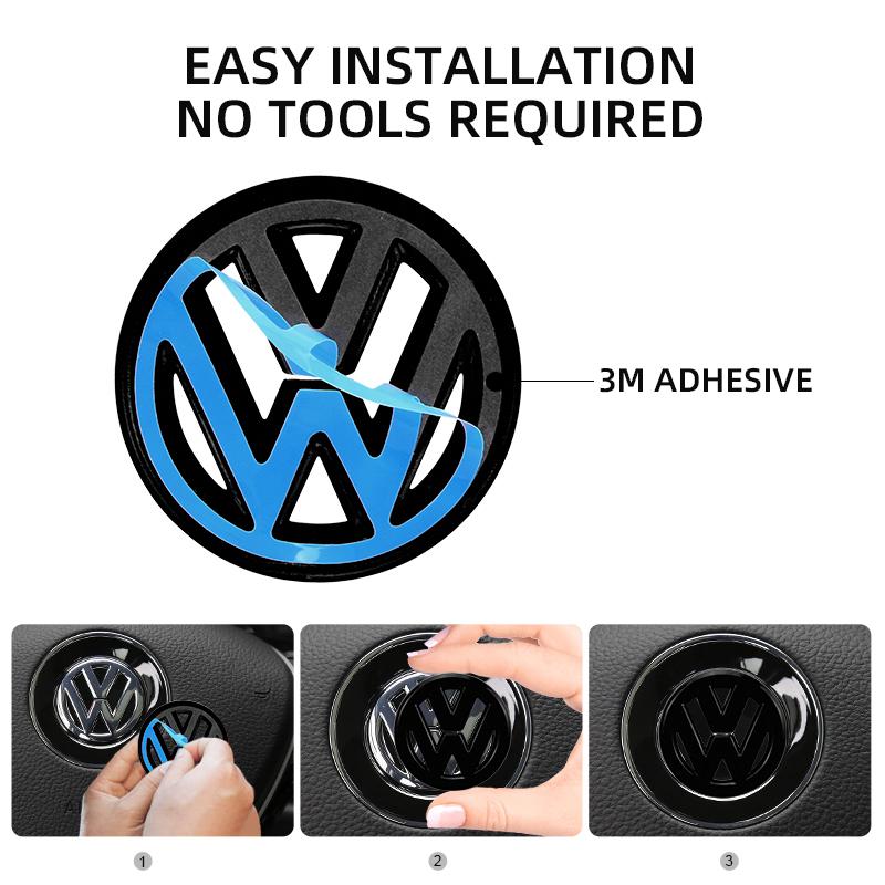 ZCKOT1 For VW Volkswagen Jetta MK5 Golf Car ABS Plastic Steering Wheel Logo Circle Trim Sticker for Volkswagen VW Golf Polo Jetta Mk6 T